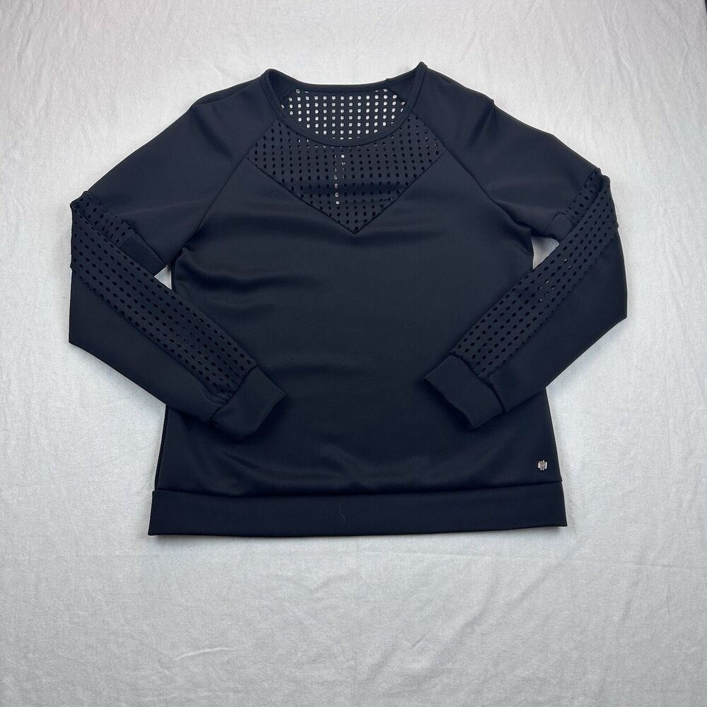 Fabletics Long Sleeve Mesh Top Mesh Sleeves Womens M Black